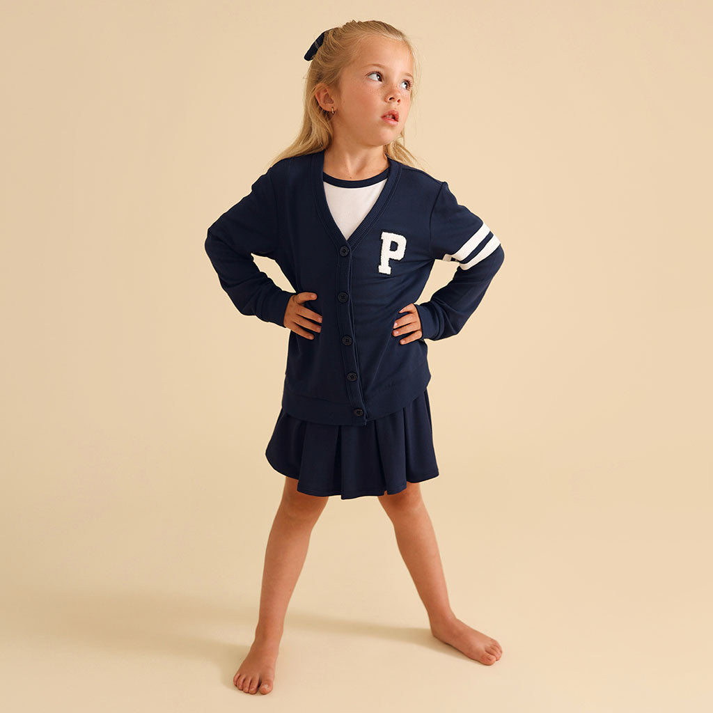 Varsity Navy French Terry Varsity Cardigan