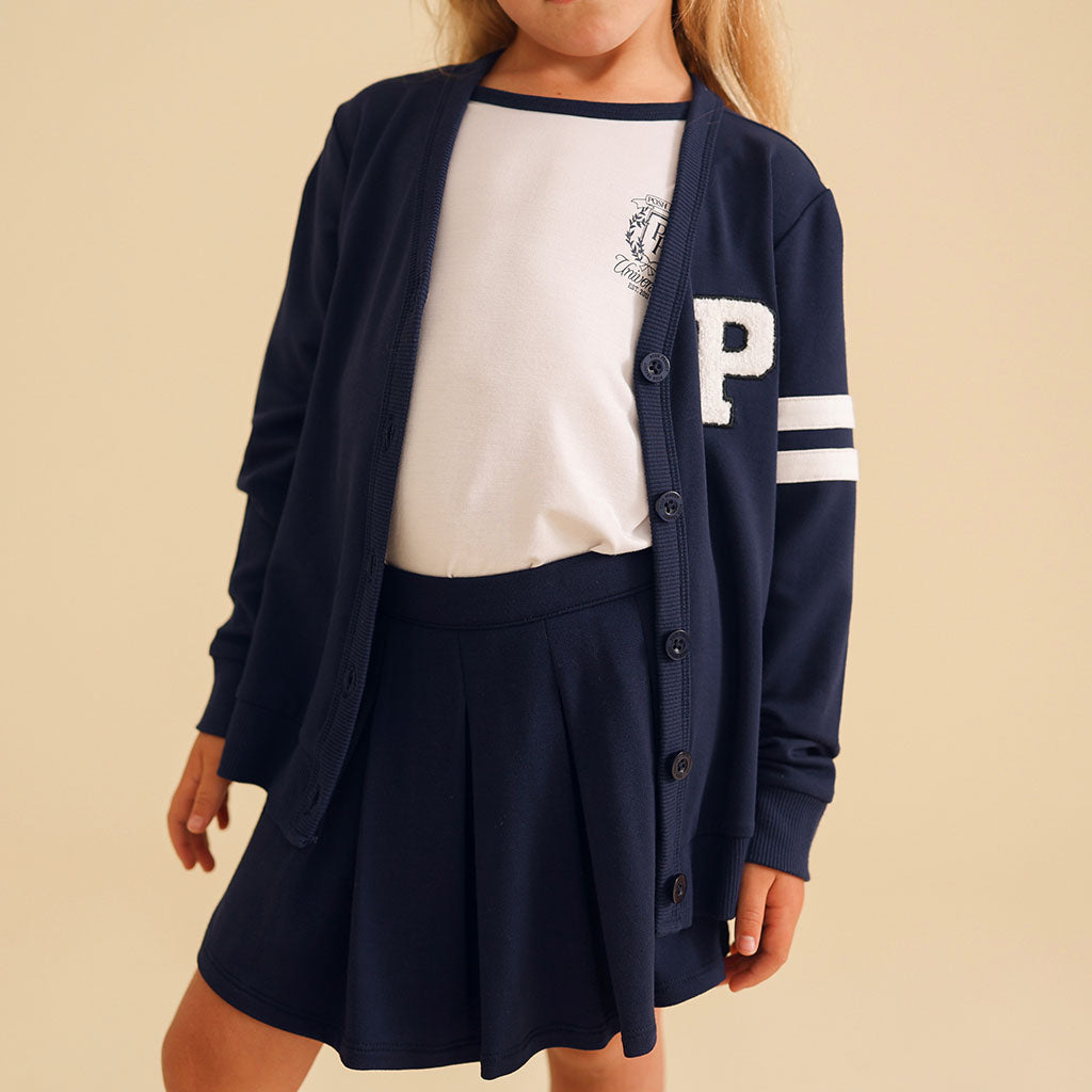 Varsity Navy French Terry Varsity Cardigan