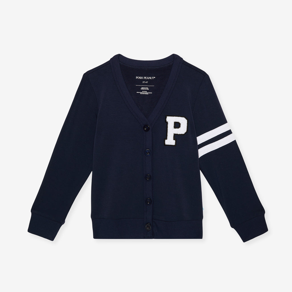 Varsity Navy French Terry Varsity Cardigan