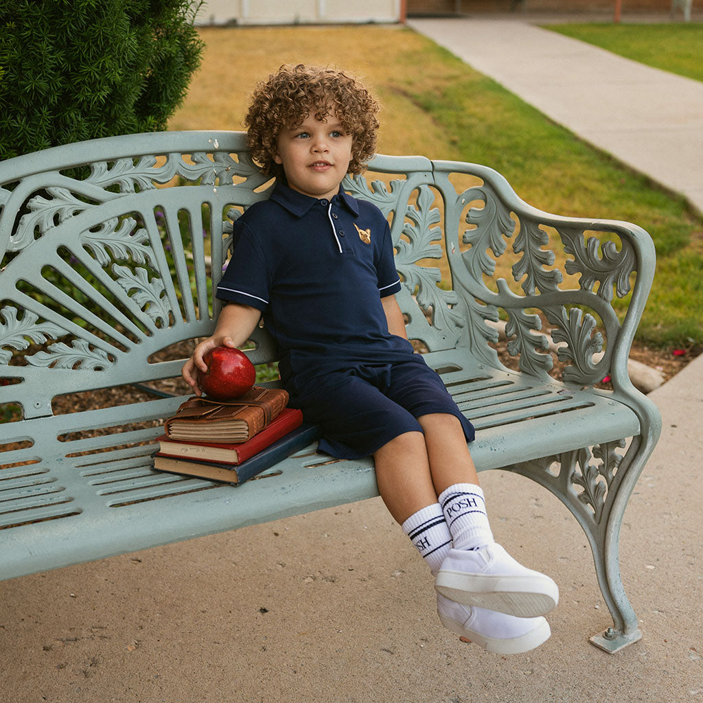 Varsity Navy French Terry Polo Shirt
