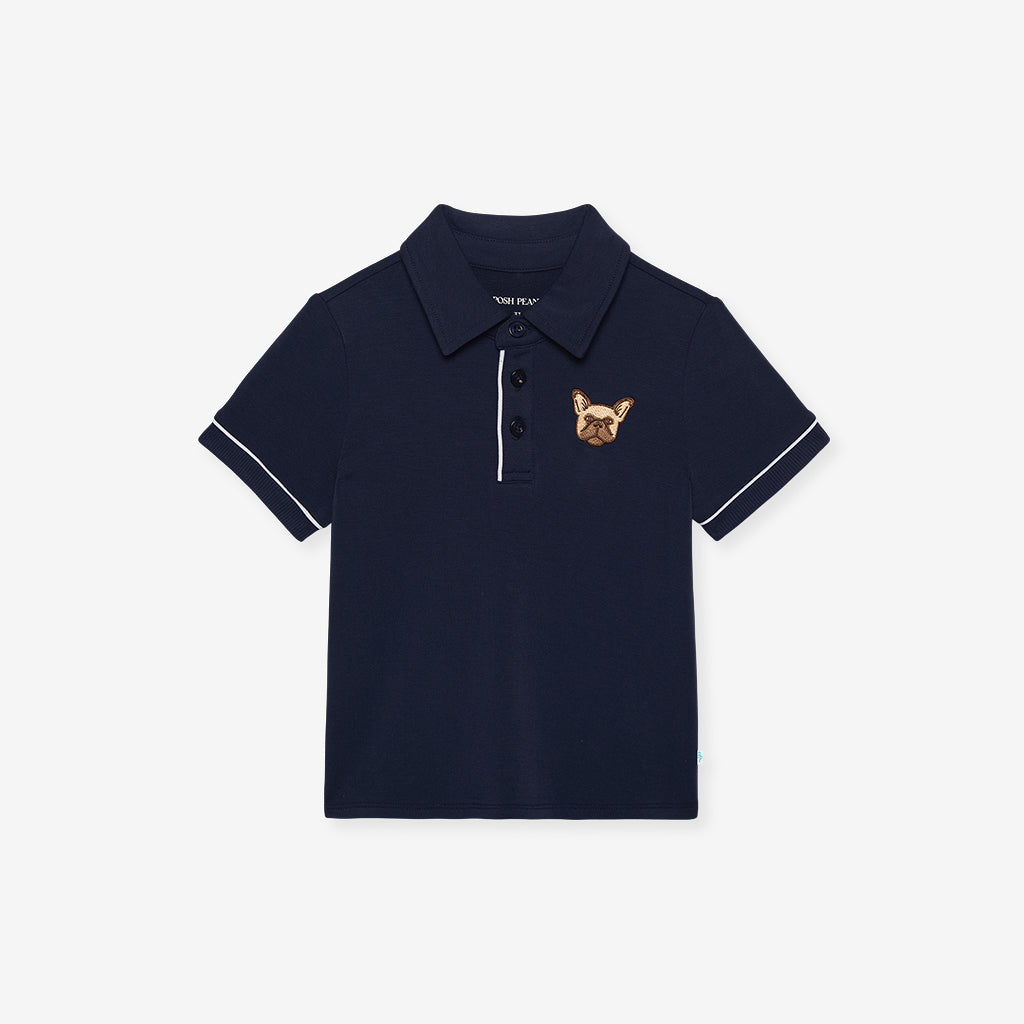 Varsity Navy French Terry Polo Shirt