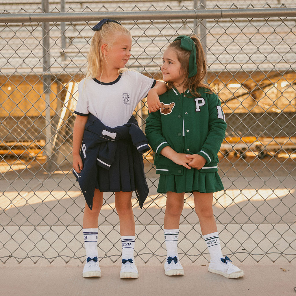 Varsity Navy French Terry Pleated Skort